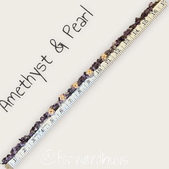 Amethyst Chip and Pearl Necklace - Picture 6 of 8